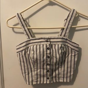 Striped navy blue and white crop top
